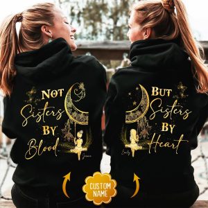 Alternative view of Personalized Bestie Hoodie – Friend Hoodie, Not Sisters by Blood But Sisters by Heart, Unisex Custom Hoodie