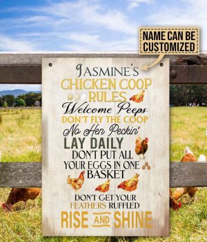 Personalized Chicken Coop Rules Metal Sign - Farmhouse Decor