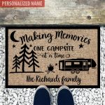 Personalized Happy Camper Mat Non Slip Rubber Backing Perfect Camping Gift