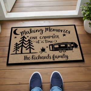 Alternative view of Personalized Happy Camper Mat Non Slip Rubber Backing Perfect Camping Gift