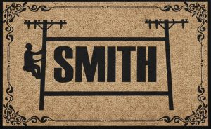 Alternative view of Personalized Lineman Non-Slip Rubber Doormat for Home or Office