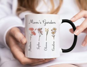 Personalized Mothers Day Mug with Custom Title and Kids Name Birth Month Flower for Grandma or Mom