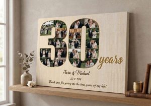 30th Wedding Anniversary Gift - Custom Photo Collage Canvas
