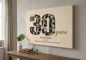 Alternative view of 30th Wedding Anniversary Gift - Custom Photo Collage Canvas