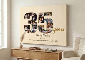 35th Wedding Anniversary Gift - Custom Photo Collage Canvas