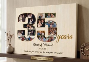 Alternative view of 35th Wedding Anniversary Gift - Custom Photo Collage Canvas