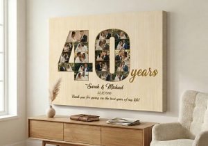 40th Wedding Anniversary Gift - Custom Photo Collage Canvas