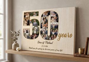 50th Wedding Anniversary Gift - Custom Photo Collage Canvas
