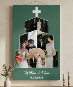 Christian Wedding Anniversary Canvas | Custom Photo Collage