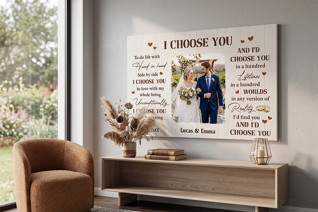 Personalized I Choose You Canvas - I Choose You to do life with hand in hand side by side