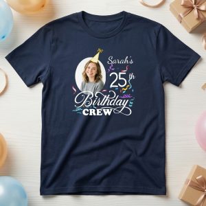 Custom Face Birthday Crew T-Shirts - Personalized Matching Group Party Shirts