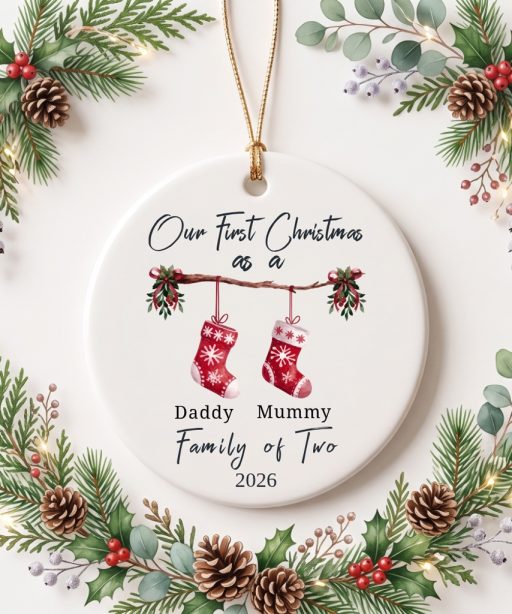 Personalised First Christmas as a Family of Ornament, Baby First Christmas Tree Ornament