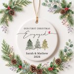 Personalized First Christmas Engaged Ornament Keepsake, Engaged Christmas Ornament