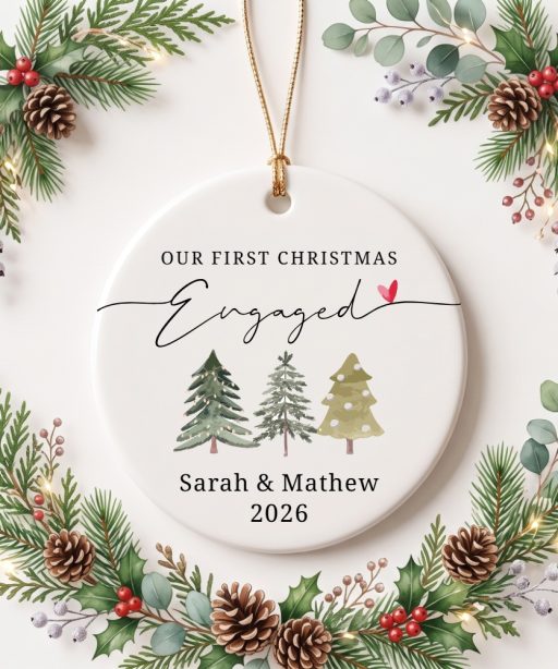Personalized First Christmas Engaged Ornament Keepsake, Engaged Christmas Ornament