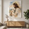 jesus holding lamb watercolor canvas wall art good shepherd christian gift 1791477212983